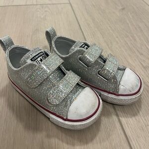 Converse Kids Sparkly Sneakers - Silver and White